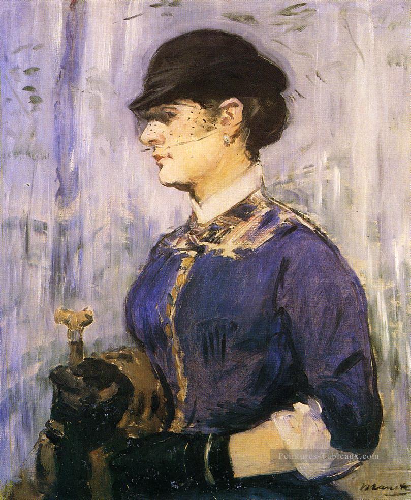 Jeune femme au chapeau rond Édouard Manet Peintures à l'huile